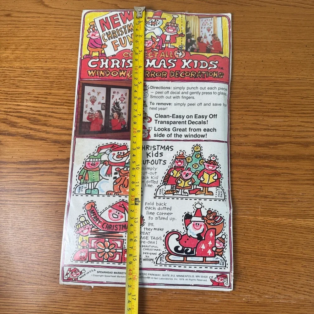 1978 Christmas Kids Window Mirror Decorations‎ Decals Cutouts Vintage